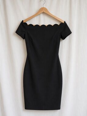 B Darlin Black Scalloped Off Shoulder Sheath Dress Size 11/12